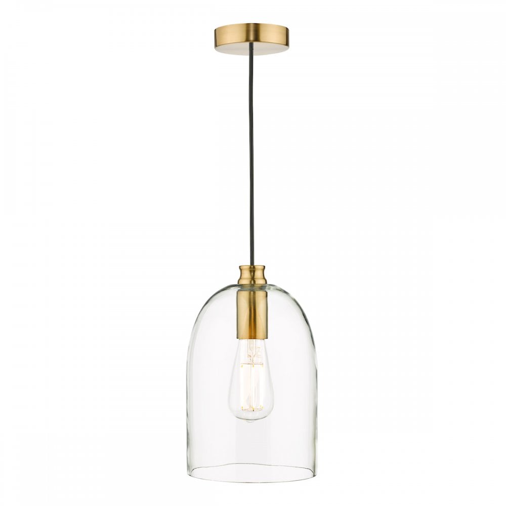 Dar ARC0163 Archie Pendant Satin Bronze Glass