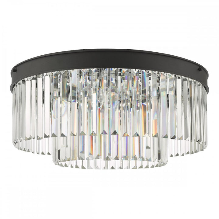 Dar CEL4822 Celeus 6 Light Flush Matt Anthracite & Crystal