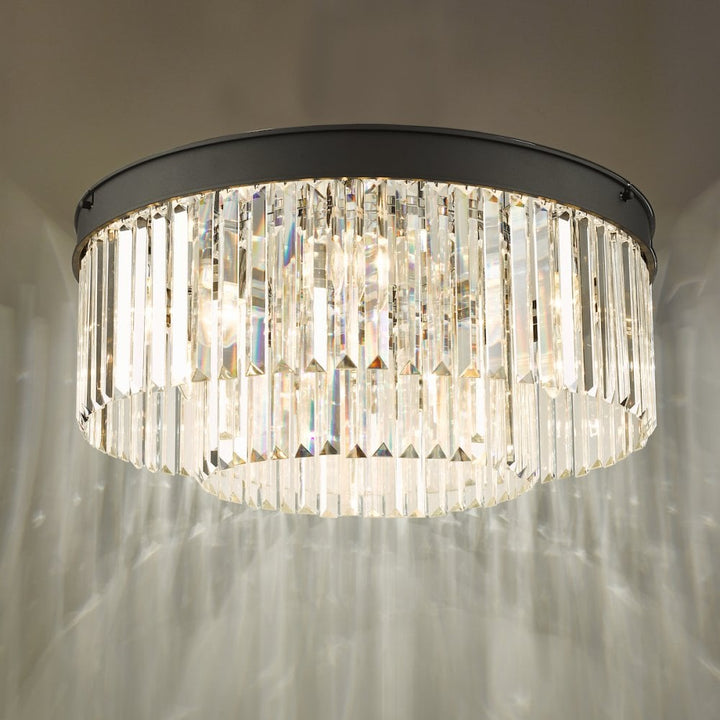 Dar CEL4822 Celeus 6 Light Flush Matt Anthracite & Crystal