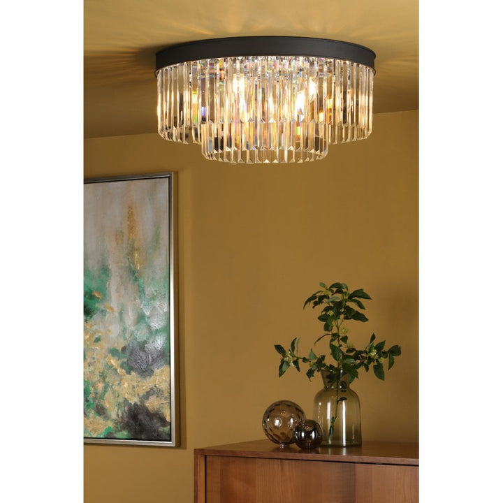 Dar CEL4822 Celeus 6 Light Flush Matt Anthracite & Crystal
