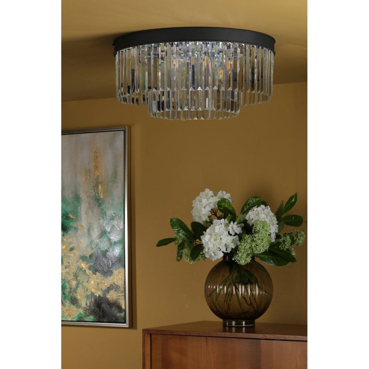 Dar CEL4822 Celeus 6 Light Flush Matt Anthracite & Crystal