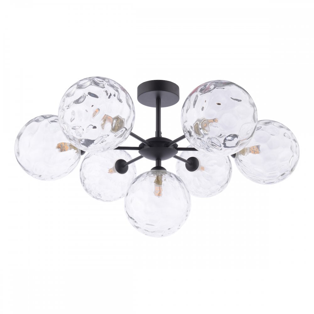 Dar COH3422-12 Cohen 7 Light Semi Flush Matt Black Moulded Glass