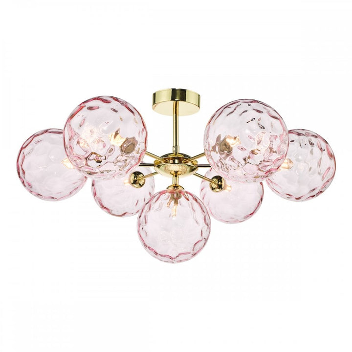 Dar COH3435-11 Cohen 7 Light Semi Flush Polished Gold Champagne Glass