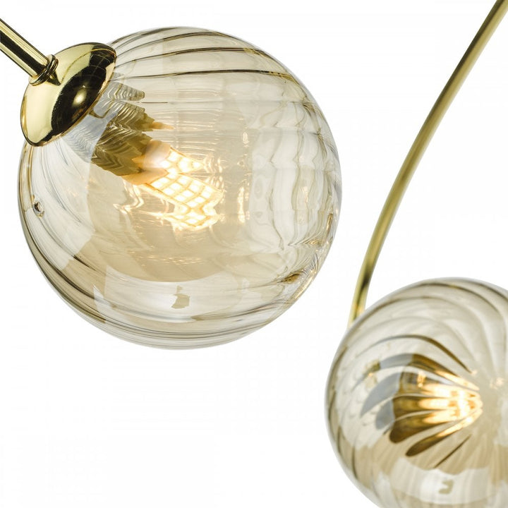 Dar ETT6435 Etta 6 Light Semi Flush Polished Gold Champagne Glass