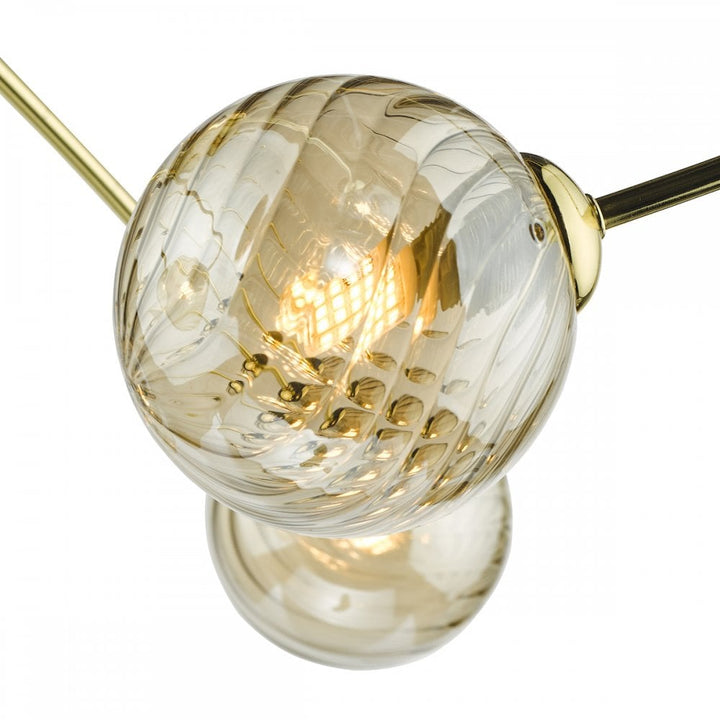 Dar ETT6435 Etta 6 Light Semi Flush Polished Gold Champagne Glass