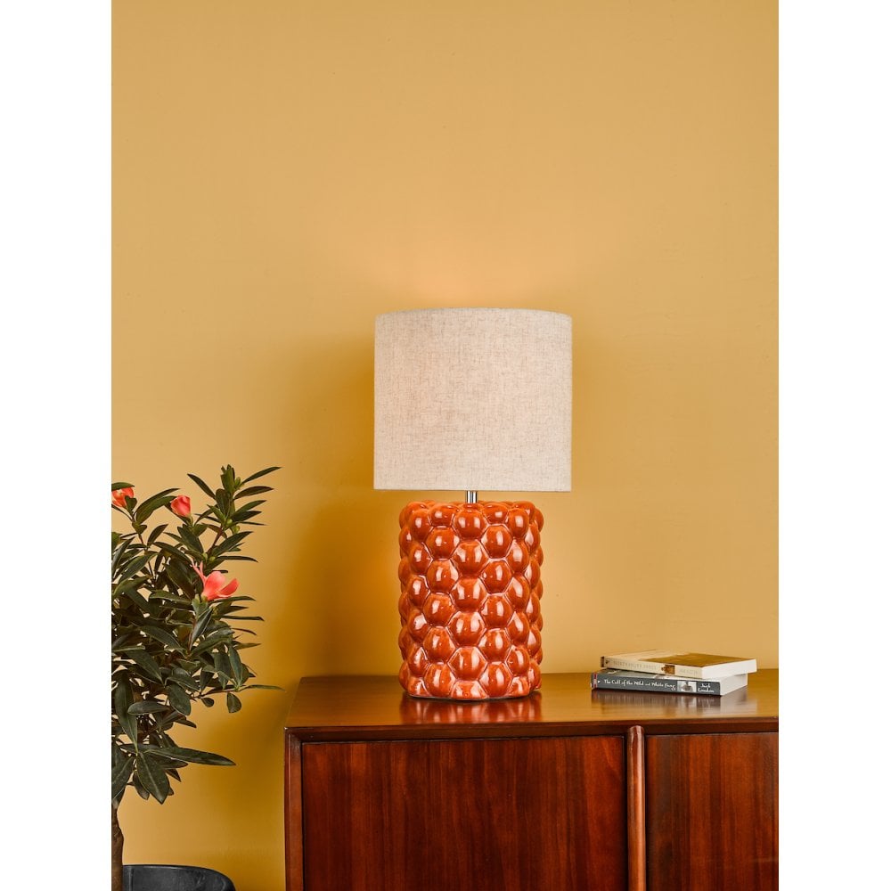 Dar JAY4211 Jayden Table Lamp Orange Glaze With Shade