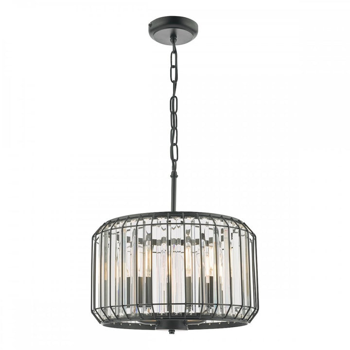Dar NAE0322 Naeva 3 Light Pendant Satin Black Crystal
