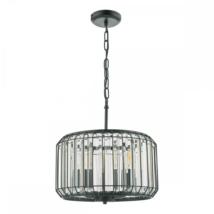 Dar NAE0322 Naeva 3 Light Pendant Satin Black Crystal
