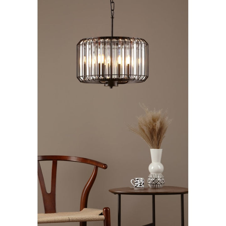 Dar NAE0322 Naeva 3 Light Pendant Satin Black Crystal