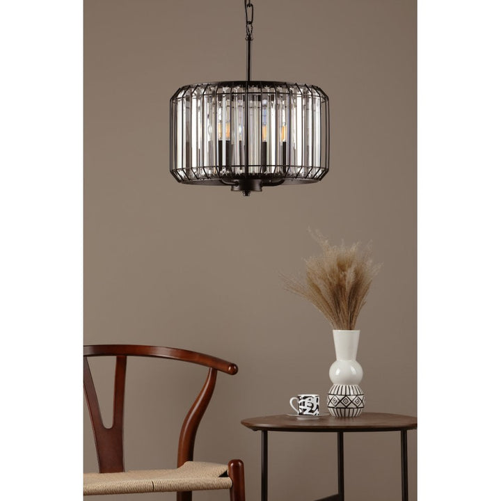 Dar NAE0322 Naeva 3 Light Pendant Satin Black Crystal