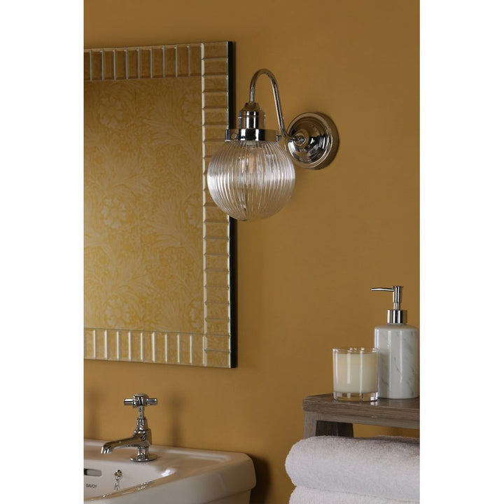 Dar TAM0750-IP44 Tamara Bathroom Wall Light Polished Chrome Ribbed Glass