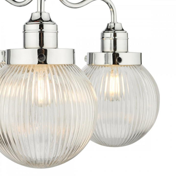 Dar TAM5350-IP44 | Tamara | 3 Light Bathroom Semi Flush | Polished Chrome & Ribbed Glass