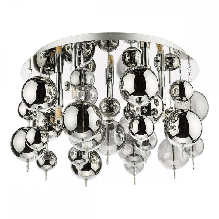 Dar THO5410 Thora 5 Light Flush Polished Chrome Smoked Glass
