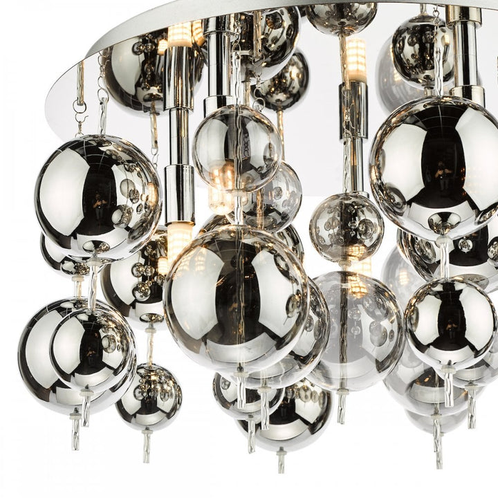 Dar THO5410 Thora 5 Light Flush Polished Chrome Smoked Glass