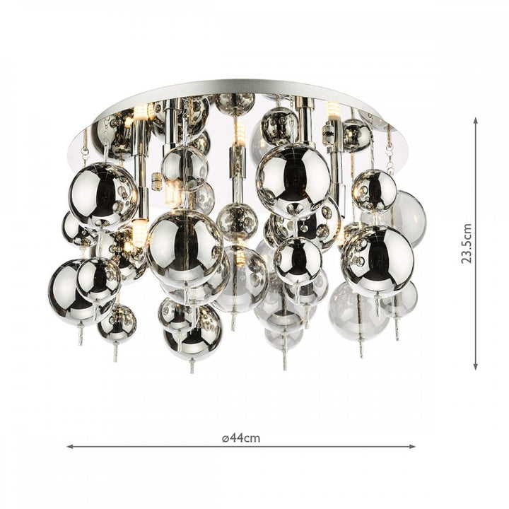 Dar THO5410 Thora 5 Light Flush Polished Chrome Smoked Glass
