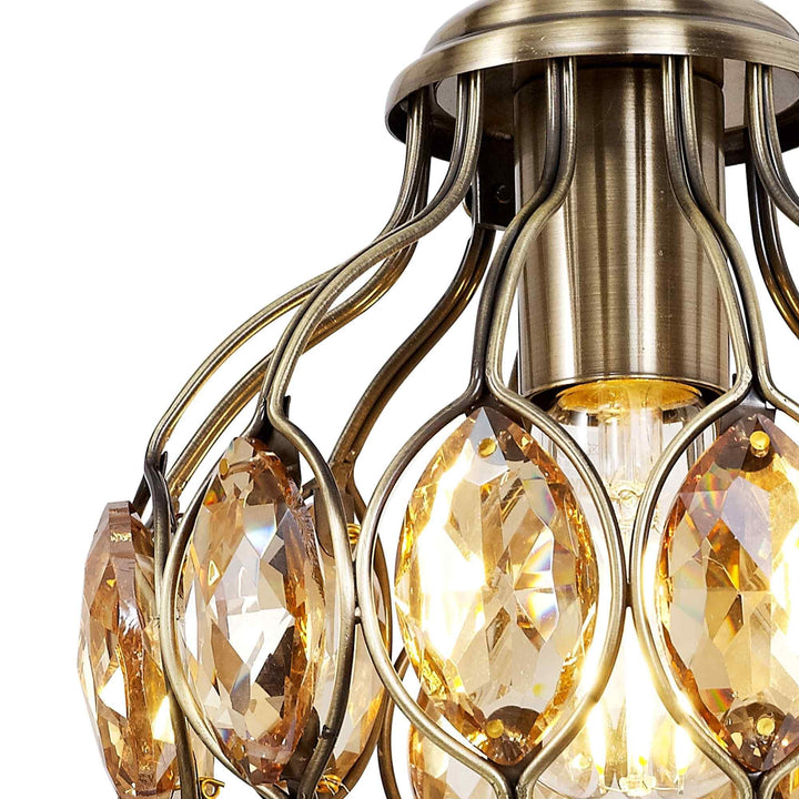 Diyas IL31573 Marisa Wall Lamp 1 Light Antique Brass/Amber Crystal