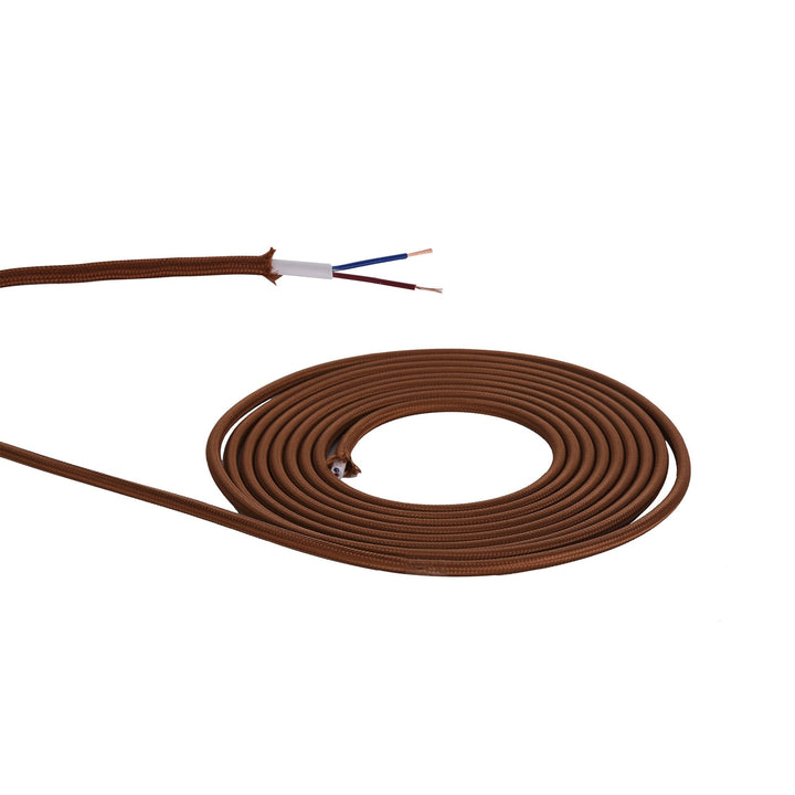 Nelson Lighting NL8072/M9 Apollo 1m Dark Brown Braided 2 Core 0.75mm Cable VDE Approved