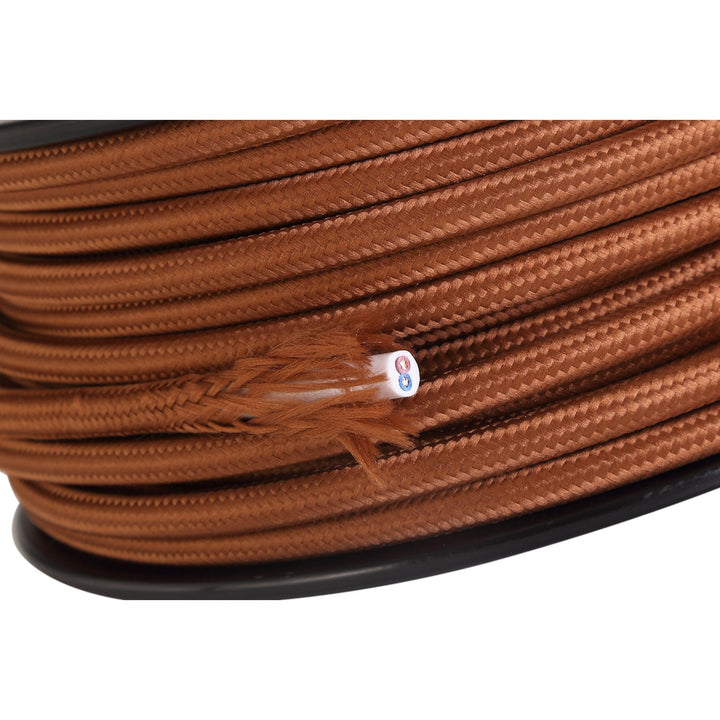 Nelson Lighting NL80739 Apollo 25m Roll Red Brown Braided 2 Core 0.75mm Cable VDE Approved