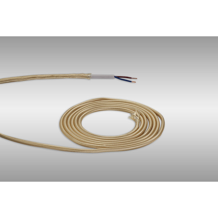 Nelson Lighting NL8074/M9 Apollo 1m Gold Braided 2 Core 0.75mm Cable VDE Approved