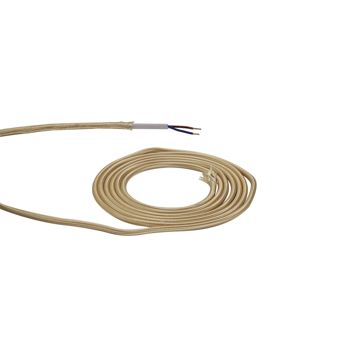 Nelson Lighting NL80749 Apollo 25m Roll Gold Braided 2 Core 0.75mm Cable VDE Approved