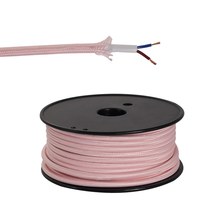 Nelson Lighting NL80839 Apollo 25m Roll Pink Braided 2 Core 0.75mm Cable VDE Approved