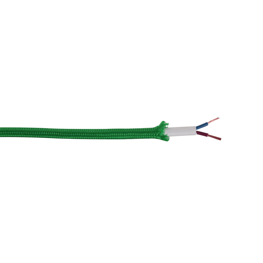 Nelson Lighting NL80849 Apollo 25m Roll Bottle Green Braided 2 Core 0.75mm Cable VDE Approved