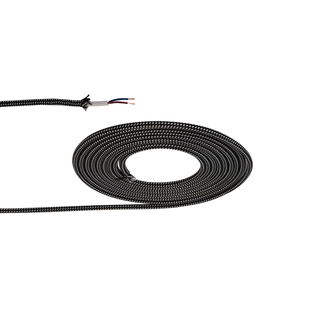 Nelson Lighting NL8086/M9 Apollo 1m Black & White Spot Braided 2 Core 0.75mm Cable VDE Approved