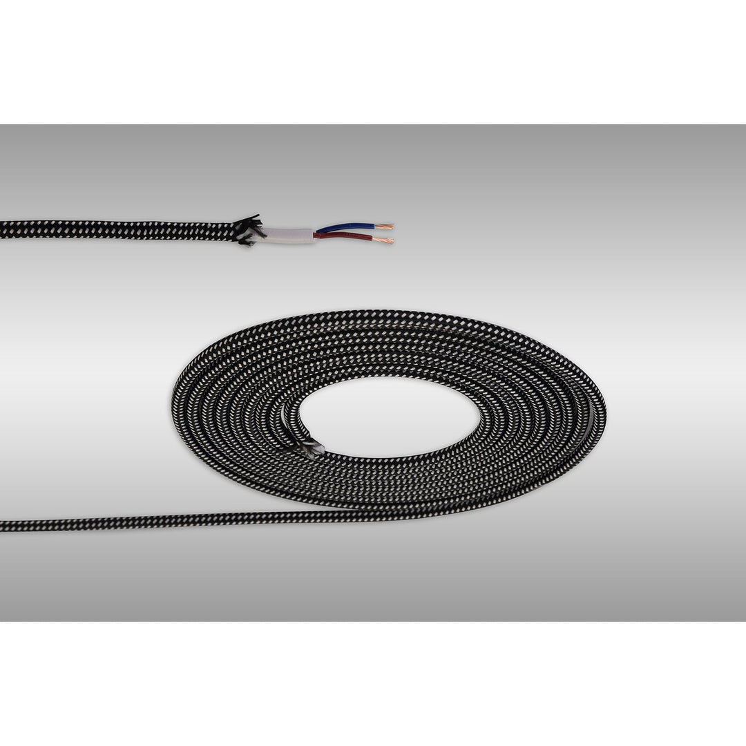 Nelson Lighting NL8086/M9 Apollo 1m Black & White Spot Braided 2 Core 0.75mm Cable VDE Approved