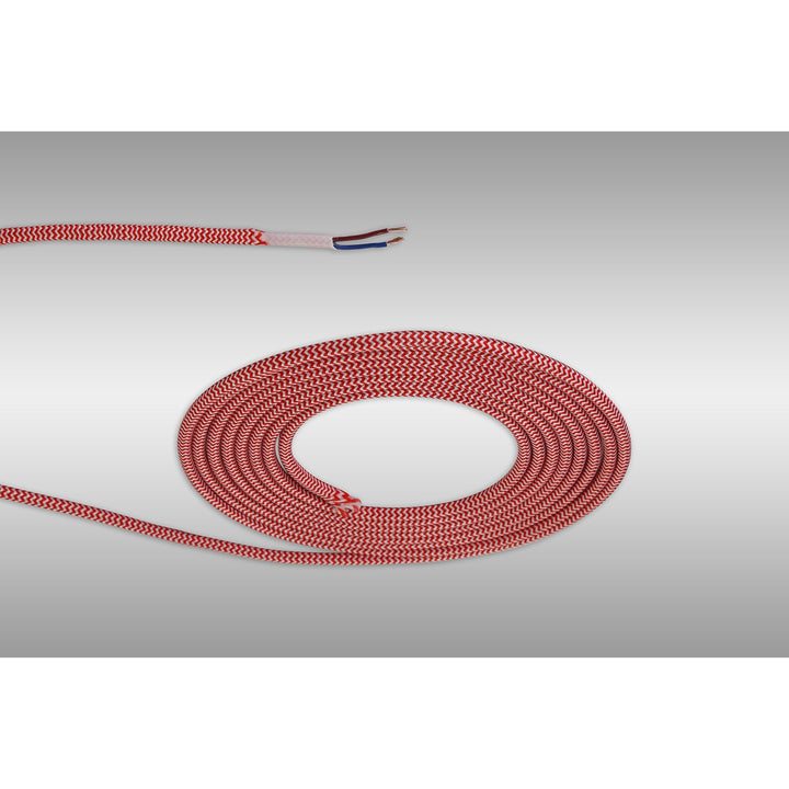 Nelson Lighting NL8087/M9 Apollo 1m Red & White Wave Stripes Braided 2 Core 0.75mm Cable VDE Approved