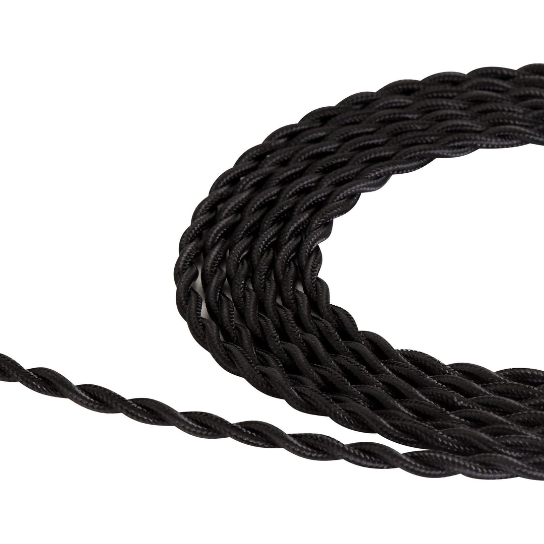 Nelson Lighting NL8090/M9 Apollo 1m Black Braided Twisted 2 Core 0.75mm Cable VDE Approved