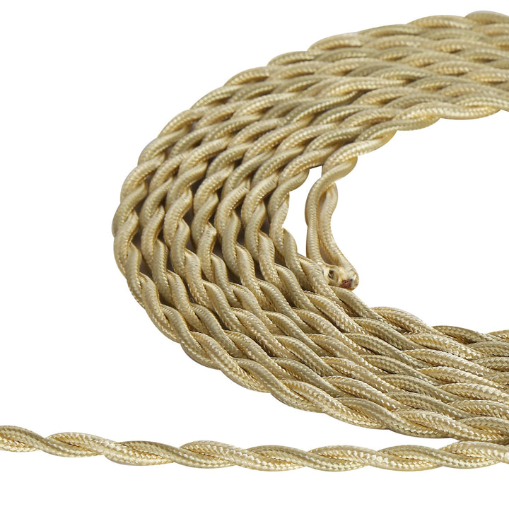 Nelson Lighting NL8096/M9 Apollo 1m Pale Gold Braided Twisted 2 Core 0.75mm Cable VDE Approved
