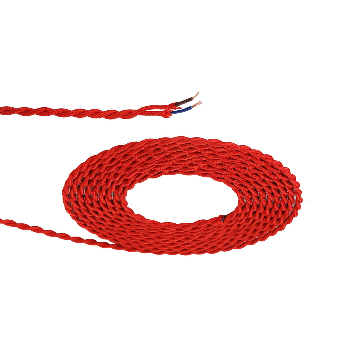 Nelson Lighting NL8099/M9 Apollo 1m Red Braided Twisted 2 Core 0.75mm Cable VDE Approved