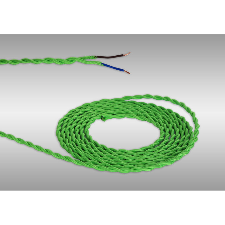 Nelson Lighting NL8101/M9 Apollo 1m Light Green Braided Twisted 2 Core 0.75mm Cable VDE Approved