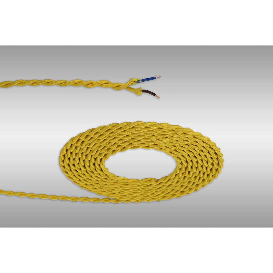 Nelson Lighting NL8104/M9 Apollo 1m Yellow Braided Twisted 2 Core 0.75mm Cable VDE Approved
