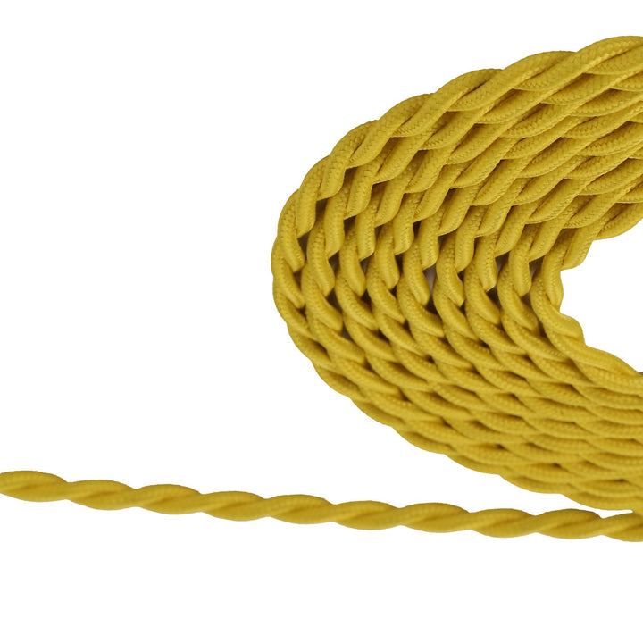 Nelson Lighting NL8104/M9 Apollo 1m Yellow Braided Twisted 2 Core 0.75mm Cable VDE Approved