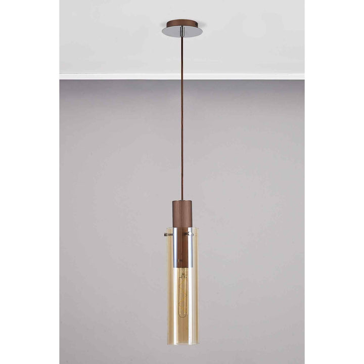 Nelson Lighting NL91649 Blade Slim 1 Light Pendant Mocha Polished Chrome