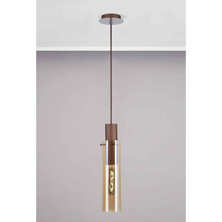 Nelson Lighting NL91649 Blade Slim 1 Light Pendant Mocha Polished Chrome