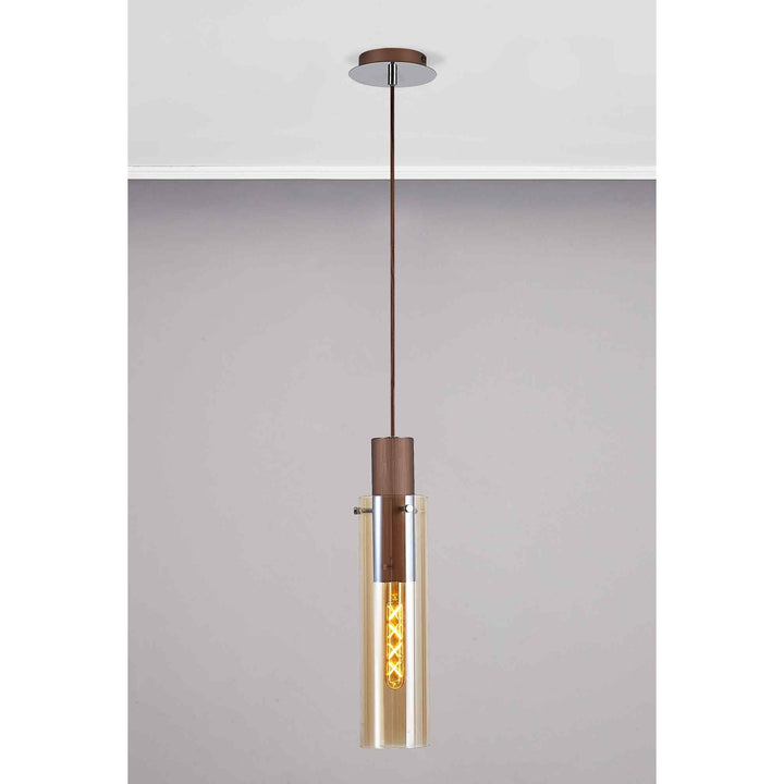 Nelson Lighting NL91649 Blade Slim 1 Light Pendant Mocha Polished Chrome