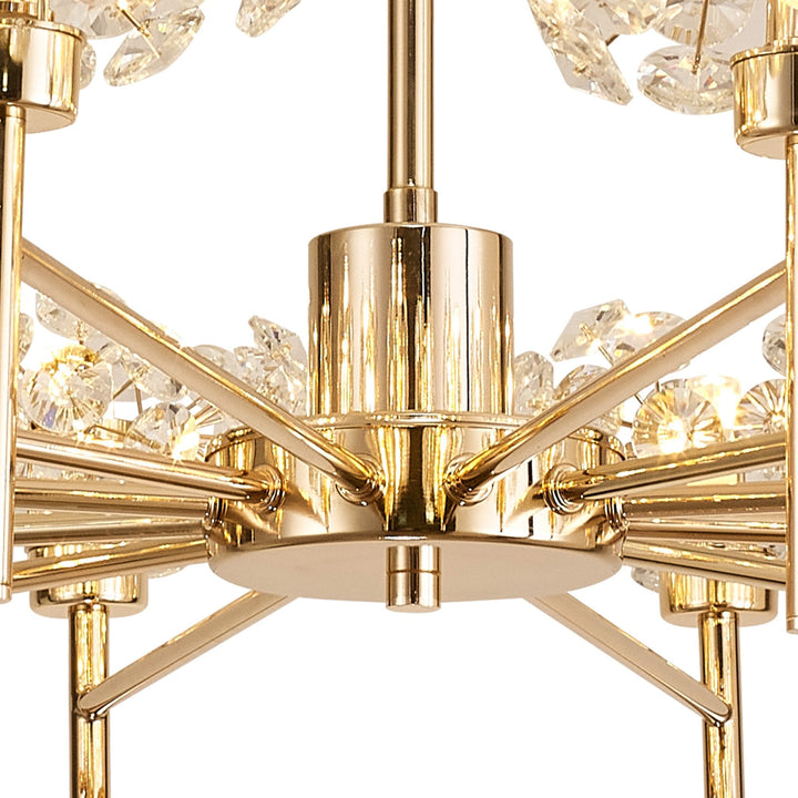 Nelson Lighting NLK09009 Paris 12 Light Pendant/Ceiling Light French Gold Crystal