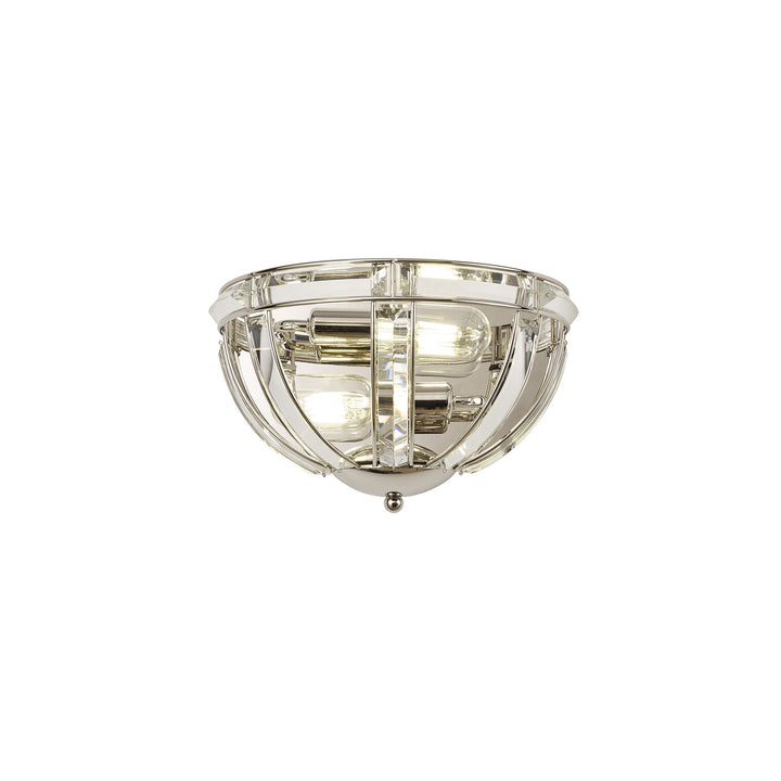 Nelson Lighting NL87569 Char 2 Light Wall Light Polished Nickel Clear