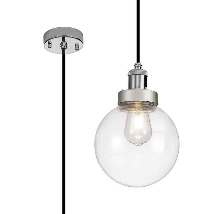 Nelson Lighting NL92639 Julia 1 Light Outdoor Pendant Titanium Silver Polished Chrome