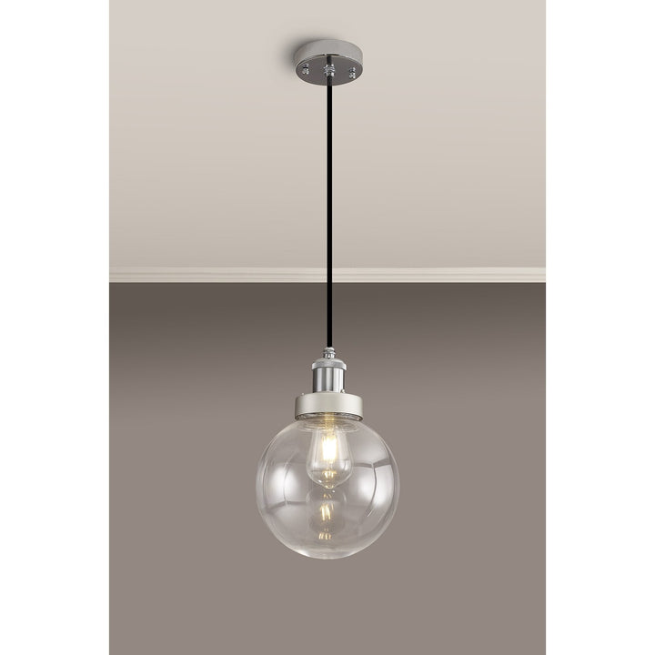 Nelson Lighting NL92639 Julia 1 Light Outdoor Pendant Titanium Silver Polished Chrome