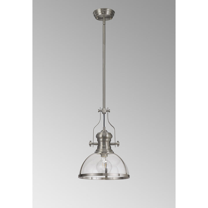 Nelson Lighting NL7262/SN9 Louis 1 Light Pendant Satin Nickel Clear