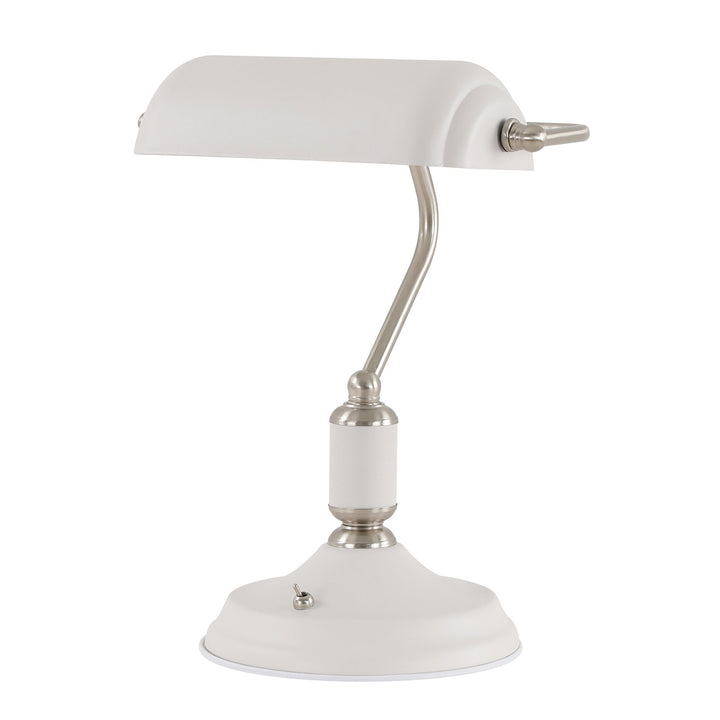 Nelson Lighting NL70039 Barnie Table Lamp 1 Light With Toggle Switch Satin Nickel/Sand White