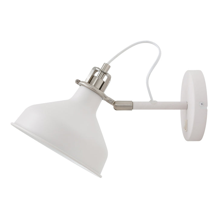 Nelson Lighting NL70129 | Barnie Adjustable Wall Lamp | Sand White & Satin Nickel