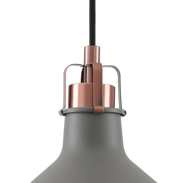 Nelson Lighting NL70149 Barnie Small Pendant Sand Grey/Copper/White