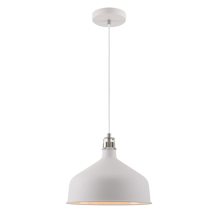 Nelson Lighting NL70189 Barnie Medium Pendant Sand White/Satin Nickel/White