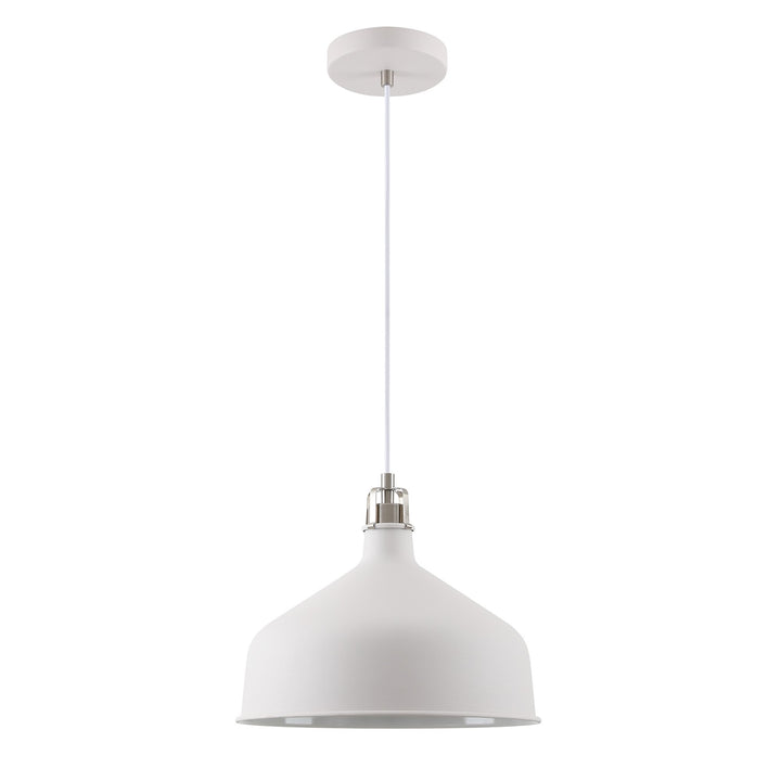 Nelson Lighting NL70189 Barnie Medium Pendant Sand White/Satin Nickel/White