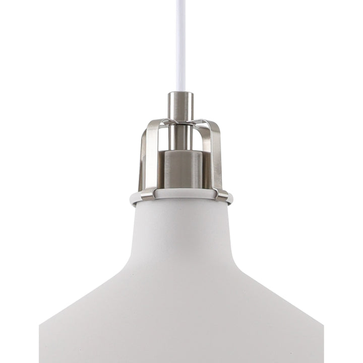 Nelson Lighting NL70189 Barnie Medium Pendant Sand White/Satin Nickel/White