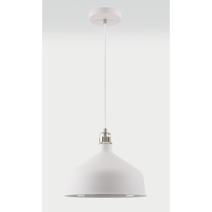 Nelson Lighting NL70189 Barnie Medium Pendant Sand White/Satin Nickel/White